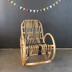 Rocking chair macramé gris